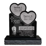 Custom Headstones with Full-Service Production 8 Dual Heart Black Granite Headstone